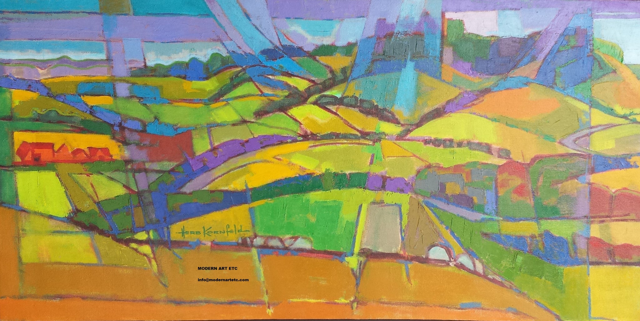 Herb Kornfeld English Oil Landscape Painting - Thames Series, UK - 1093