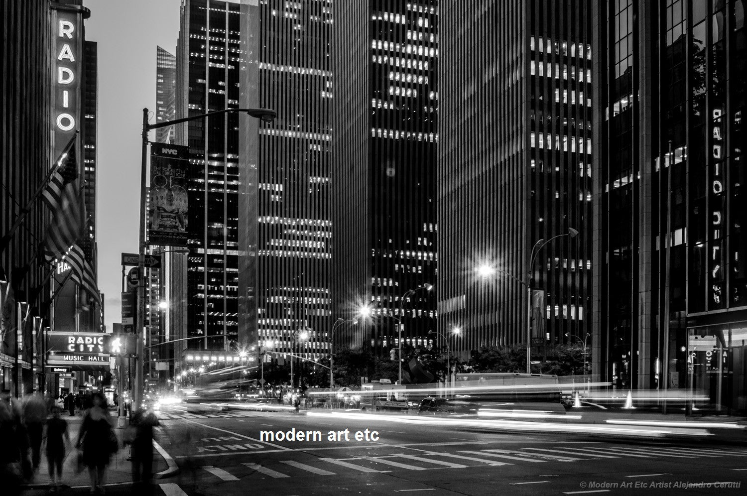 New York City Architectural Landscapes – 14 New York Cabs Black and White