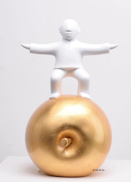 Xie Ai Ge - Golden Apple series - Small Fibre Glass Sculpture