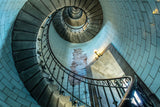 Architectural Interiors - Blue Lighthouse Spiral Stairs - Large photography - Framed - Installation ready