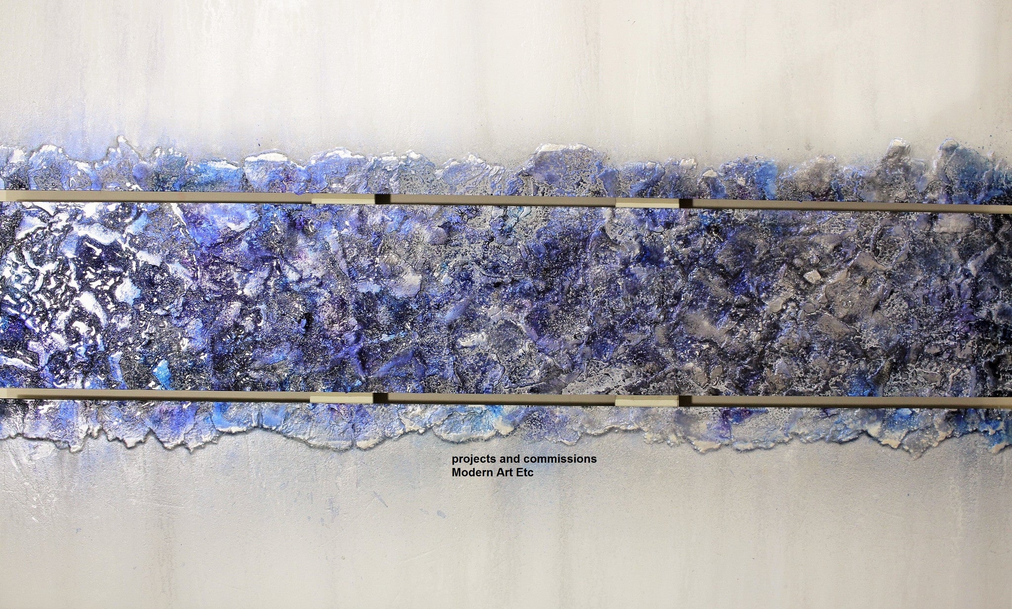 Large Abstract Art on Glass - Katiff Blue