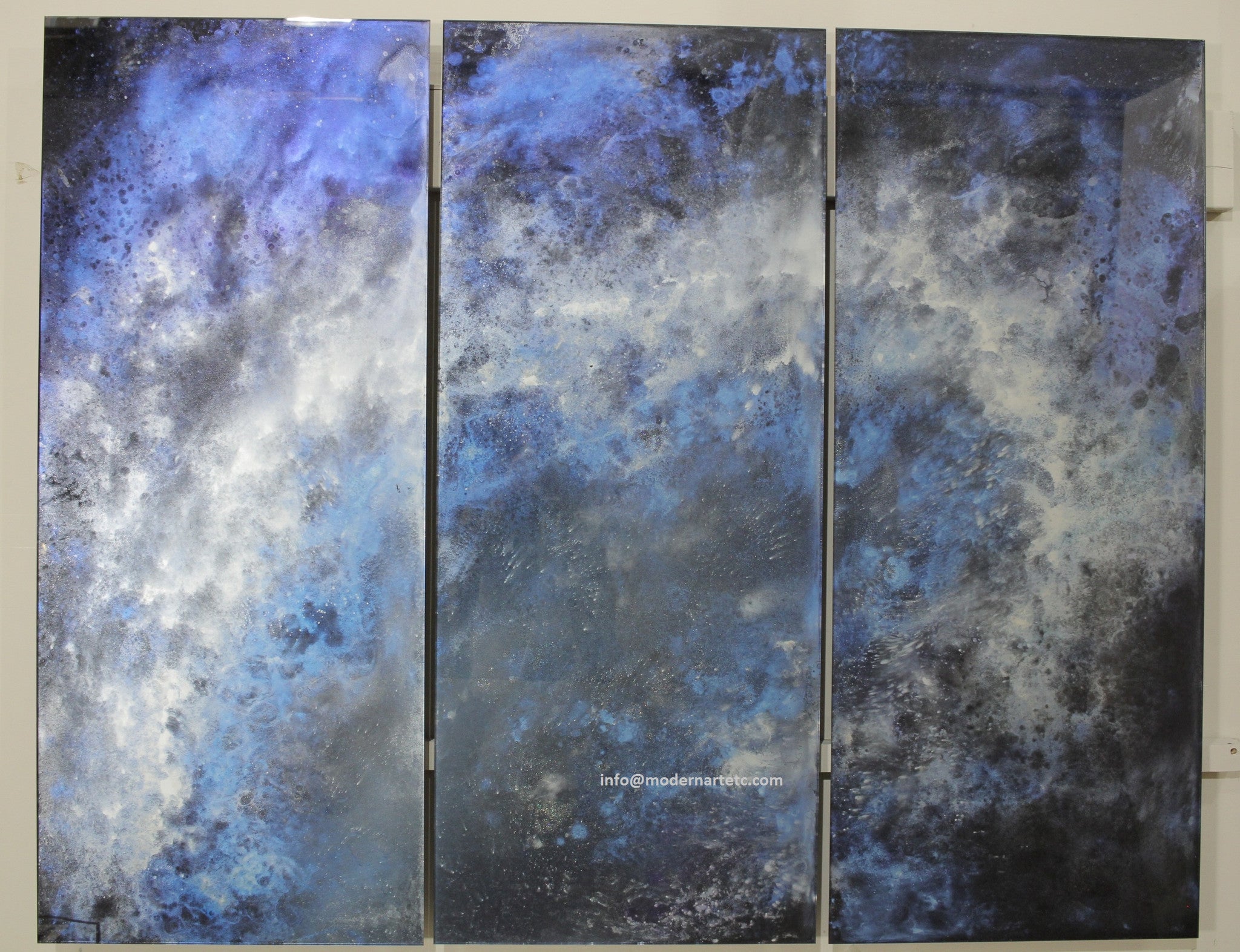 Large Abstract Art on Glass - GalWhirl Blue