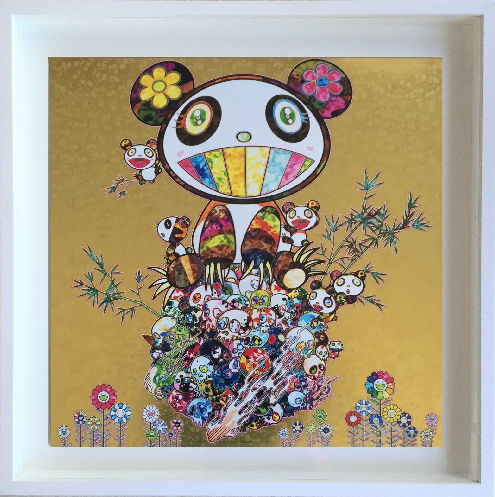 SOLD  - Takashi Murakami Offset print - Panda Family (Gold)