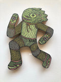 Illustrated Woodcut fine art sculpture "Amphibian"