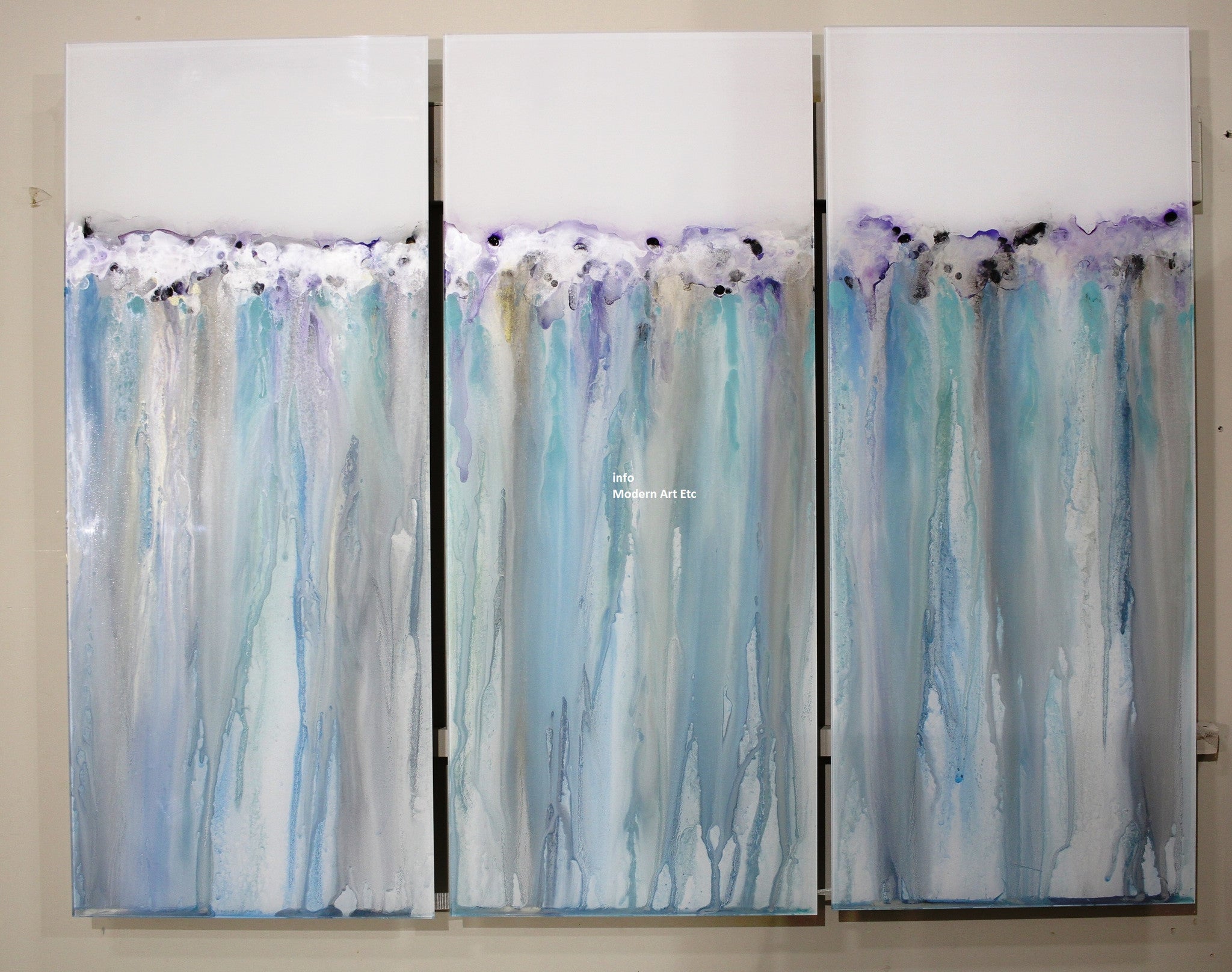 Large Abstract Art on Glass - Sky